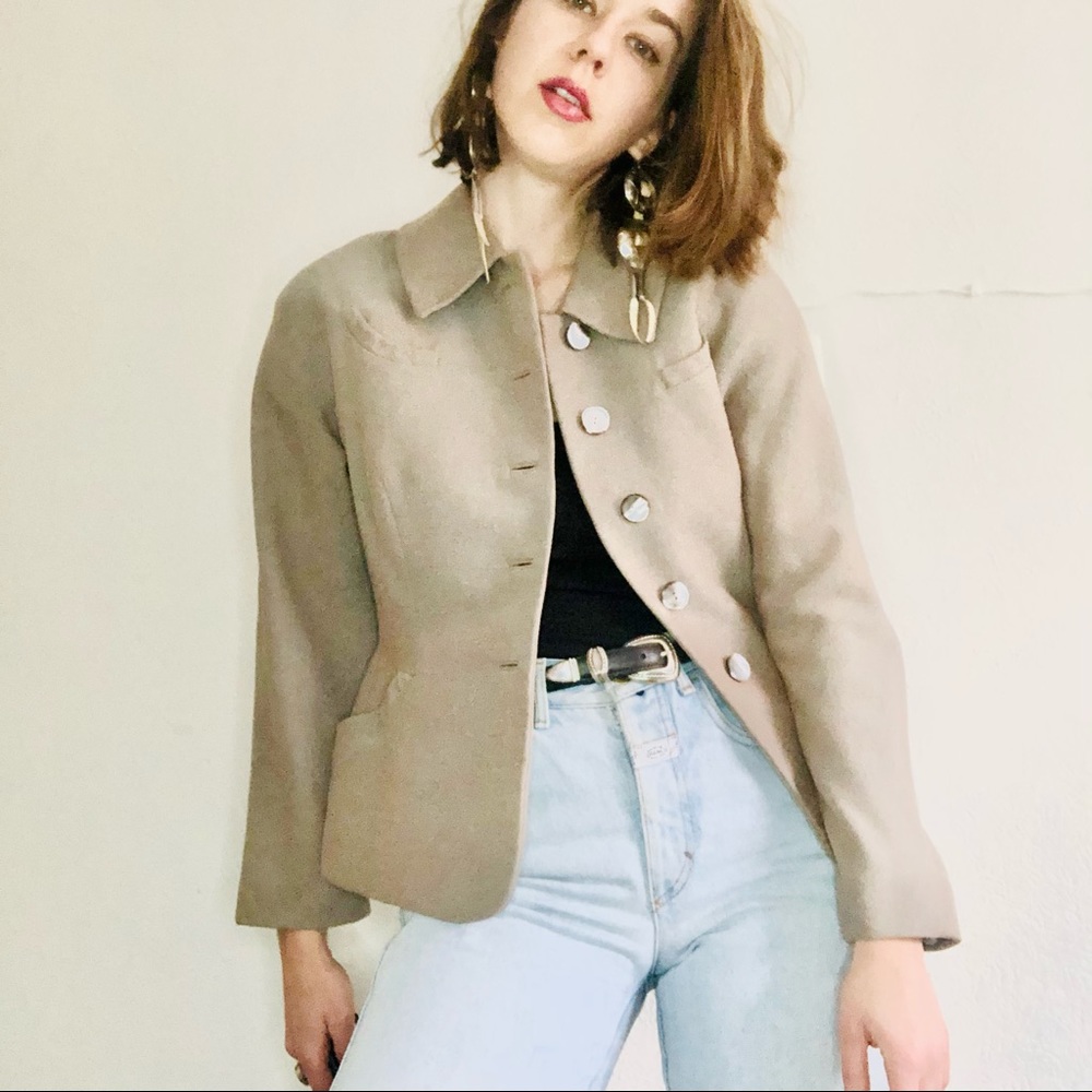🔥SOLD🔥50s VTG Iridescent Tan/Blue Irish Wool Jacket